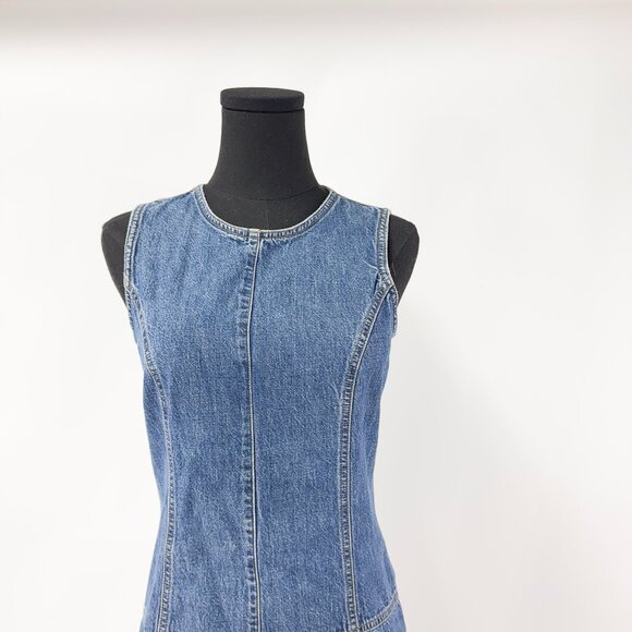 VINTAGE GAP JEANS A LINE BLUE DENIM DRESS WITH ZIPPER BACK - Picture 8 of 8